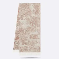 Dior Unisex Toile de Jouy Sauvage Scarf Rose Des Vents Cashmere and Wool (1)