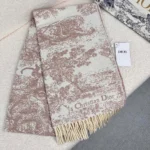 Dior Unisex Toile de Jouy Sauvage Scarf Rose Des Vents Cashmere and Wool