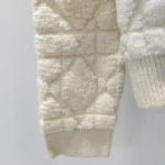 Dior Dam Cannage Kofta Ecru Blandad Ull och Kashmir Texturerad Stickning