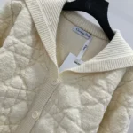 Dior Dam Cannage Kofta Ecru Blandad Ull och Kashmir Texturerad Stickning