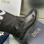 Dior Women D-Major Boot Black Technical Fabric with White Miss Dior Graffiti Print