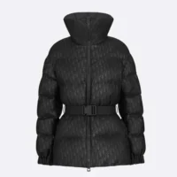 Dior Women DiorAlps Belted Puffer Jacket Black Quilted Technical Taffeta Jacquard (1)