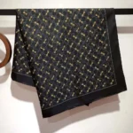 Gucci Unisex GG Print with Horsebits Silk Scarf-Black 6625763G0011000