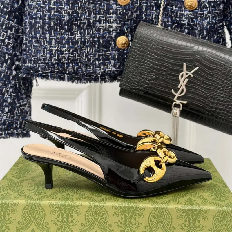 Gucci Women Slingback with Gucci Marina Chain 794372BNC801000