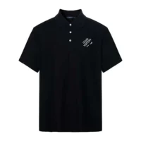 Louis Vuitton Men Embroidered Signature Cotton Polo-Black 1AATR8 (2)