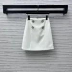 Louis Vuitton Women Jewel Button Mikado Skirt-White 1AGAX7