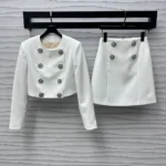 Louis Vuitton Women Jewel Button Mikado Skirt-White 1AGAX7