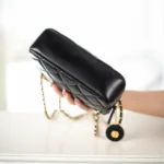 Chanel Women Mini Camera Case Shiny Lambskin Gold Tone Metal