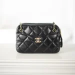 Chanel Women Mini Camera Case Shiny Lambskin Gold Tone Metal