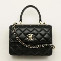 Chanel Women Mini Flap Bag with Top Handle Lambskin-Black (1)