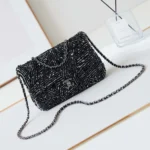 Chanel Women Small Flap Bag Sequins Silver Tone Metal