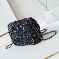 Chanel Women Small Flap Bag Sequins Silver Tone Metal (1)