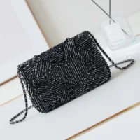 Chanel Women Small Flap Bag Sequins Silver Tone Metal (1)