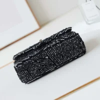 Chanel Women Small Flap Bag Sequins Silver Tone Metal (1)