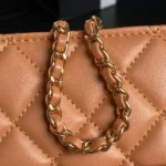 Chanel Women Small Tote Shiny Lambskin Gold Tone Metal AS5192 - Image 8