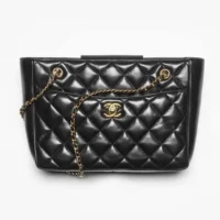 Chanel Women Small Tote Shiny Lambskin Gold Tone Metal AS5215 (1)
