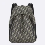 Dior Men Dior 8 Backpack with Flap Beige and Black Dior Oblique Jacquard