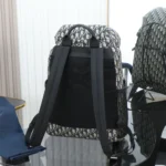 Dior Men Dior 8 Backpack with Flap Beige and Black Dior Oblique Jacquard