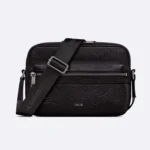 Sac messager zippé Dior Men Rider 2.0 en cuir Dior Gravity noir et cuir de veau grainé noir