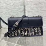 Dior Women 30 Montaigne East-West Bag with Chain Blue Dior Oblique Jacquard and Smooth Calfskin - Image 3