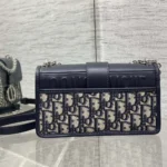 Dior Women 30 Montaigne East-West Bag with Chain Blue Dior Oblique Jacquard and Smooth Calfskin - Image 4