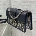 Dior Women 30 Montaigne East-West Bag with Chain Blue Dior Oblique Jacquard and Smooth Calfskin - Image 6