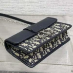 Dior Women 30 Montaigne East-West Bag with Chain Blue Dior Oblique Jacquard and Smooth Calfskin - Image 5