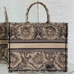 Dior Women Large Dior Book Tote Beige and Black Toile de Jouy Soleil Embroidery