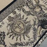 Dior Women Large Dior Book Tote Beige and Black Toile de Jouy Soleil Embroidery