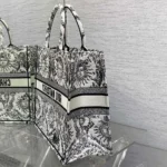 Dior Women Large Dior Book Tote White and Black Toile de Jouy Soleil Embroidery