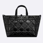 Dior Damen Große Dior Toujours Tasche Schwarzes Macrocannage-Kalbsleder in Knitteroptik
