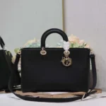 Dior Women Large Lady D-Sire My ABCDior Bag Black Taurillon Leather
