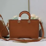 Dior Women Large Lady D-Sire My ABCDior Bag Dark Brandy Taurillon Leather