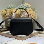 Dior Women Medium 30 Montaigne Avenue Top Handle Bag Black Ribbed Calfskin