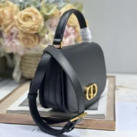 Dior Women Medium 30 Montaigne Avenue Top Handle Bag Black Ribbed Calfskin (1)