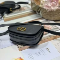 Dior Women Medium 30 Montaigne Avenue Top Handle Bag Black Ribbed Calfskin (1)