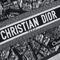 Dior Women Medium Dior Book Tote Black and White Plan de Paris Embroidery with Black Calfskin (1)