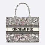 Bolso tote mediano Dior Book para mujer con bordado Latte M1296ZEDO