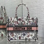 Dior Women Medium Dior Book Tote White Multicolor Dior Herbarium Embroidery