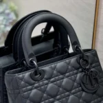 Dior Women Medium Lady Dior Bag Black Ultramatte Cannage Calfskin