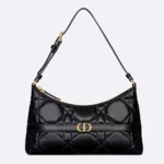 Bolso mini Dior Miss Caro Cigale para mujer, piel de cordero macrocannage negra