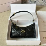 Bolso mini Dior Miss Caro Cigale para mujer, piel de cordero macrocannage negra