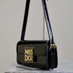 Dior Women Miss Dior Flap Bag Black Patent Calfskin