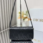 Borsa a patta Dior da donna Miss Dior nera, trapuntata Miss Dior in pelle di vitello integrale