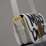 Dior Women Miss Dior Flap Bag White and Black Miss Dior Graffiti Printed Calfskin