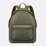 Zaino Dior Unisex Rider 2.0 con cerniera in pelle Dior Gravity color cachi e pelle di vitello martellata color cachi