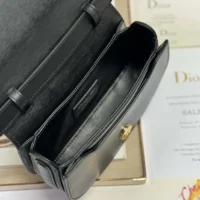 Dior Women Small 30 Montaigne Avenue Top Handle Bag Black Ribbed Calfskin (1)