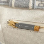 Dior Women Small Dior Book Tote Gray Dior Oblique Embroidery and Calfskin