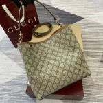 Gucci Women GG Emblem Small Shoulder Bag-Brown 815103FAD6L9758