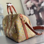 Louis Vuitton LV Women Keepall Bandouliere 45 Gold Coated Canvas Cowhide Leather